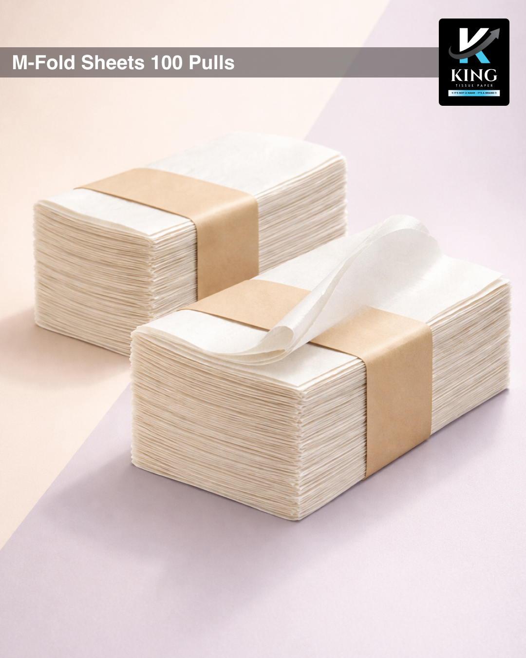 K.King Plain M Fold Paper Towels – 1 Ply Hand Towels (20x21 cm) | 100 Sheets | Commercial Washroom Tissue | Bulk Carton Pack 90