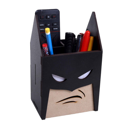 K.King Batman Style Pen Stand with Remote & Stationery Holder – MDF Desk Organizer for Office Desk, Study Table & Home Workspace
