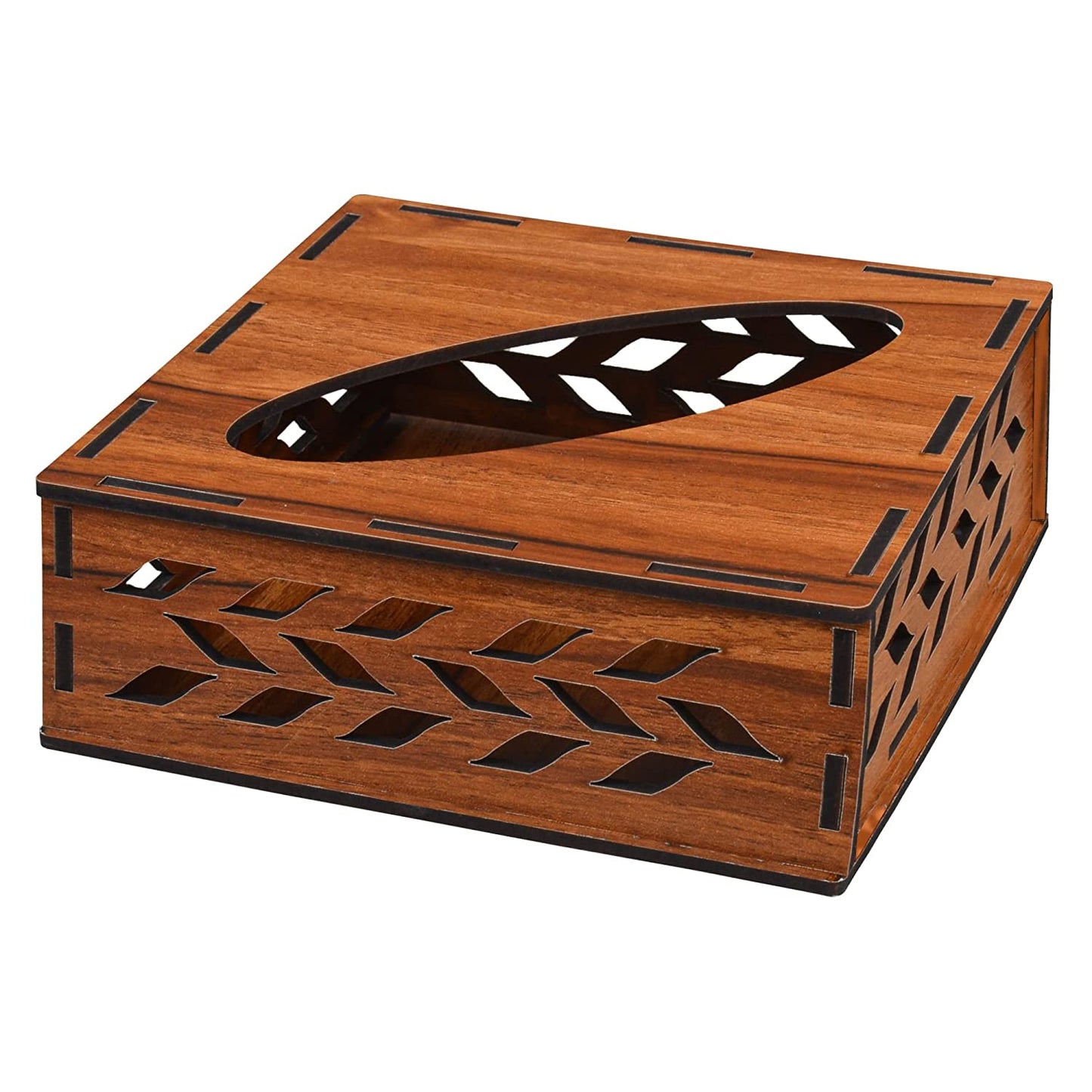 K.King Square Tissue Box with Tissue Paper Pack – Refillable MDF Tissue Holder for Kitchen, Office, Restaurant & Cafe Dining Table
