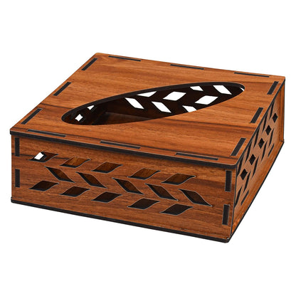 K.King Square Tissue Box with Tissue Paper Pack – Refillable MDF Tissue Holder for Kitchen, Office, Restaurant & Cafe Dining Table