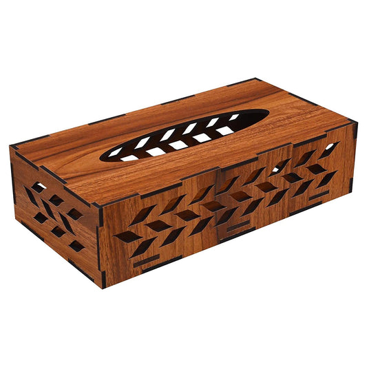 K.King Rectangle Tissue Box with Tissue Paper Pack – Refillable MDF Tissue Holder for Kitchen, Office, Restaurant & Cafe Dining Table