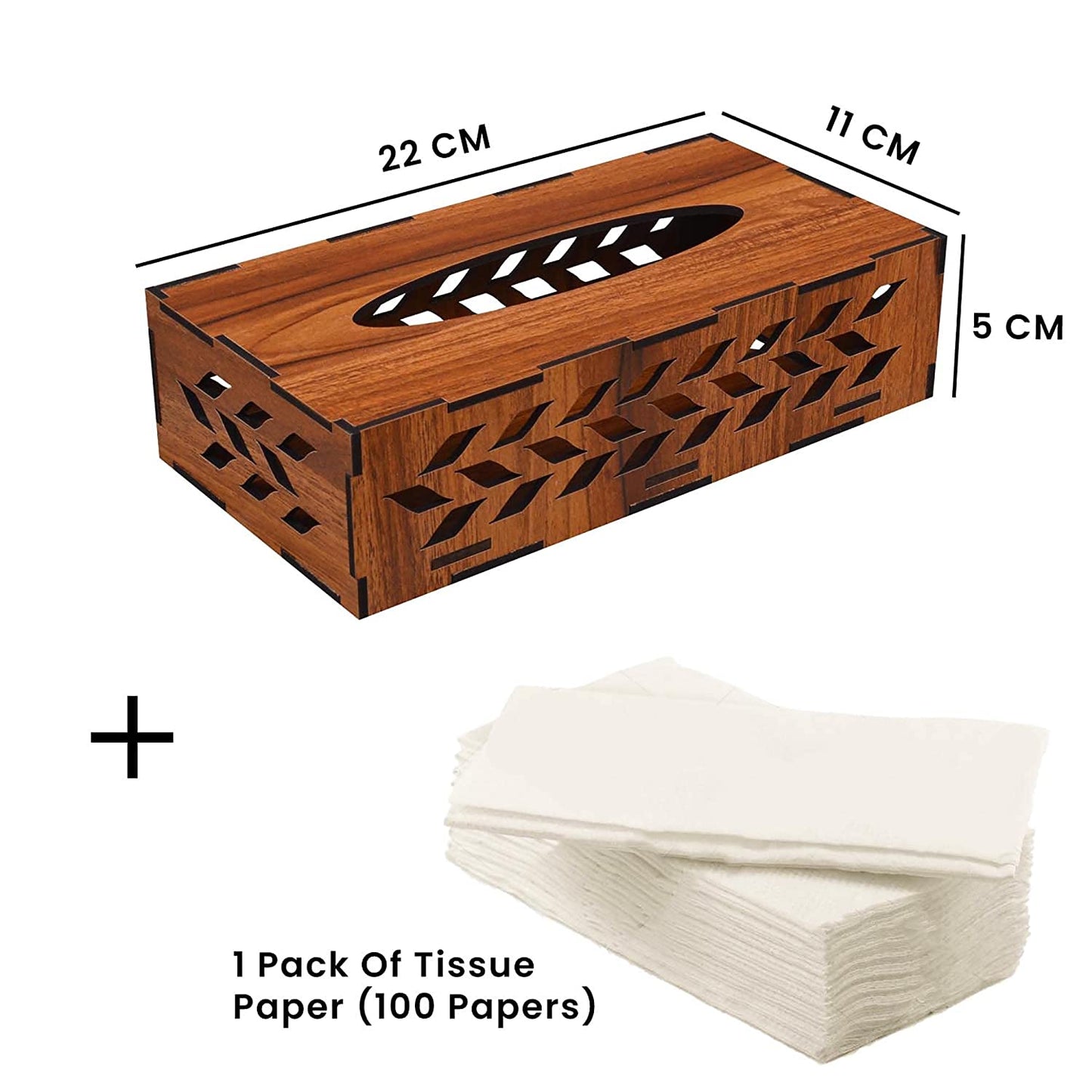 K.King Rectangle Tissue Box with Tissue Paper Pack – Refillable MDF Tissue Holder for Kitchen, Office, Restaurant & Cafe Dining Table