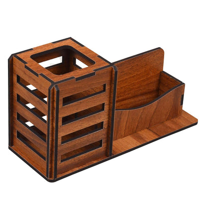K.King Pen Stand with Business Visiting Card Holder – MDF Multipurpose Desk Organizer for Office Desk & Study Table