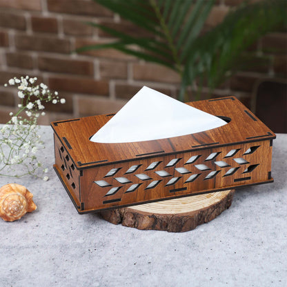 K.King Rectangle Tissue Box with Tissue Paper Pack – Refillable MDF Tissue Holder for Kitchen, Office, Restaurant & Cafe Dining Table
