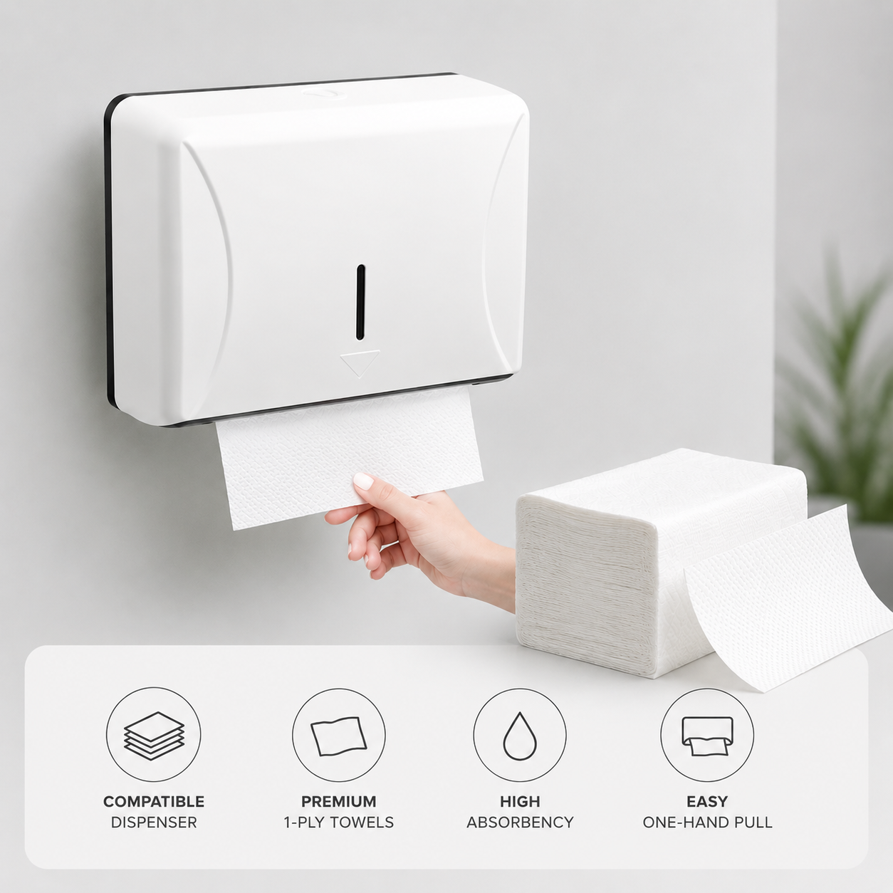 K.King Plain M Fold Paper Towels – 1 Ply Hand Towels (20x21 cm) | 100 Sheets | Commercial Washroom Tissue | Bulk Carton Pack 90