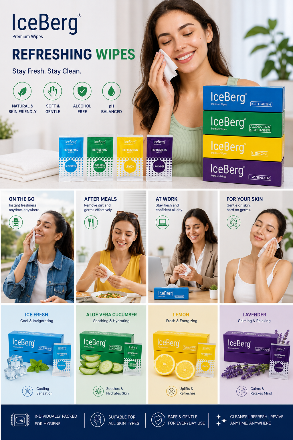 K.King Premium Wet Wipes – Refreshing Fragrance (Ice Fresh, Lemon, Aloe Vera, Lavender) | Soft & Skin-Friendly | Single Pack | Bulk Carton