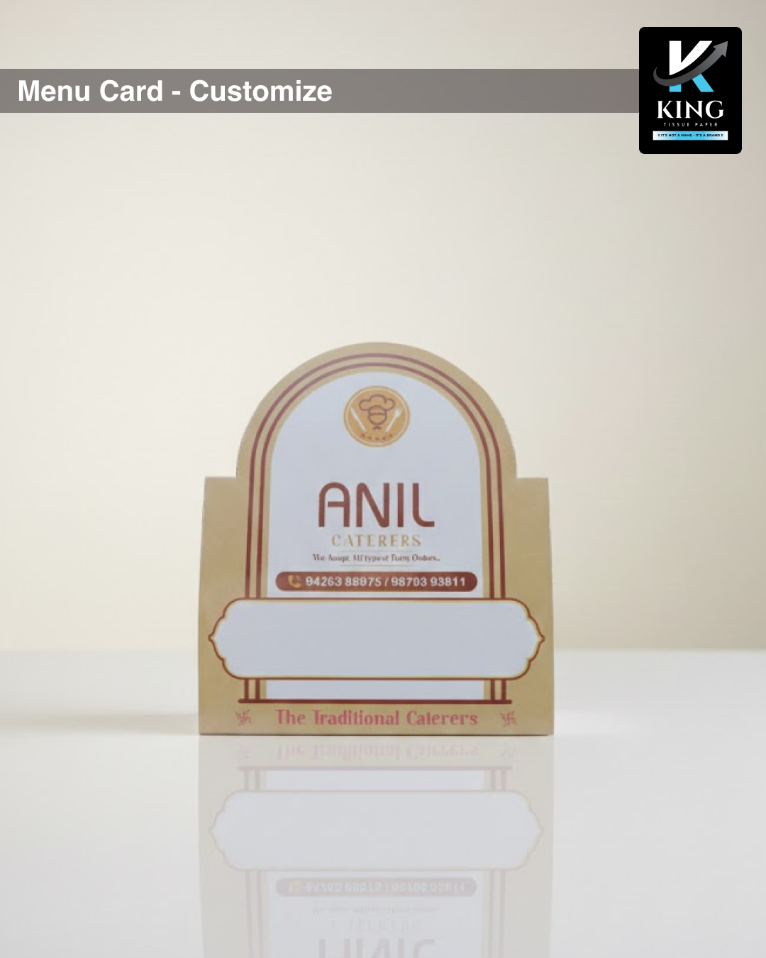 K.King Premium Customized Menu Cards for Catering – High-Quality Printed Menu Card | Event & Banquet Branding |