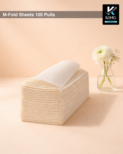 K.King Plain M Fold Paper Towels – 1 Ply Hand Towels (20x21 cm) | 100 Sheets | Commercial Washroom Tissue | Bulk Carton Pack 90