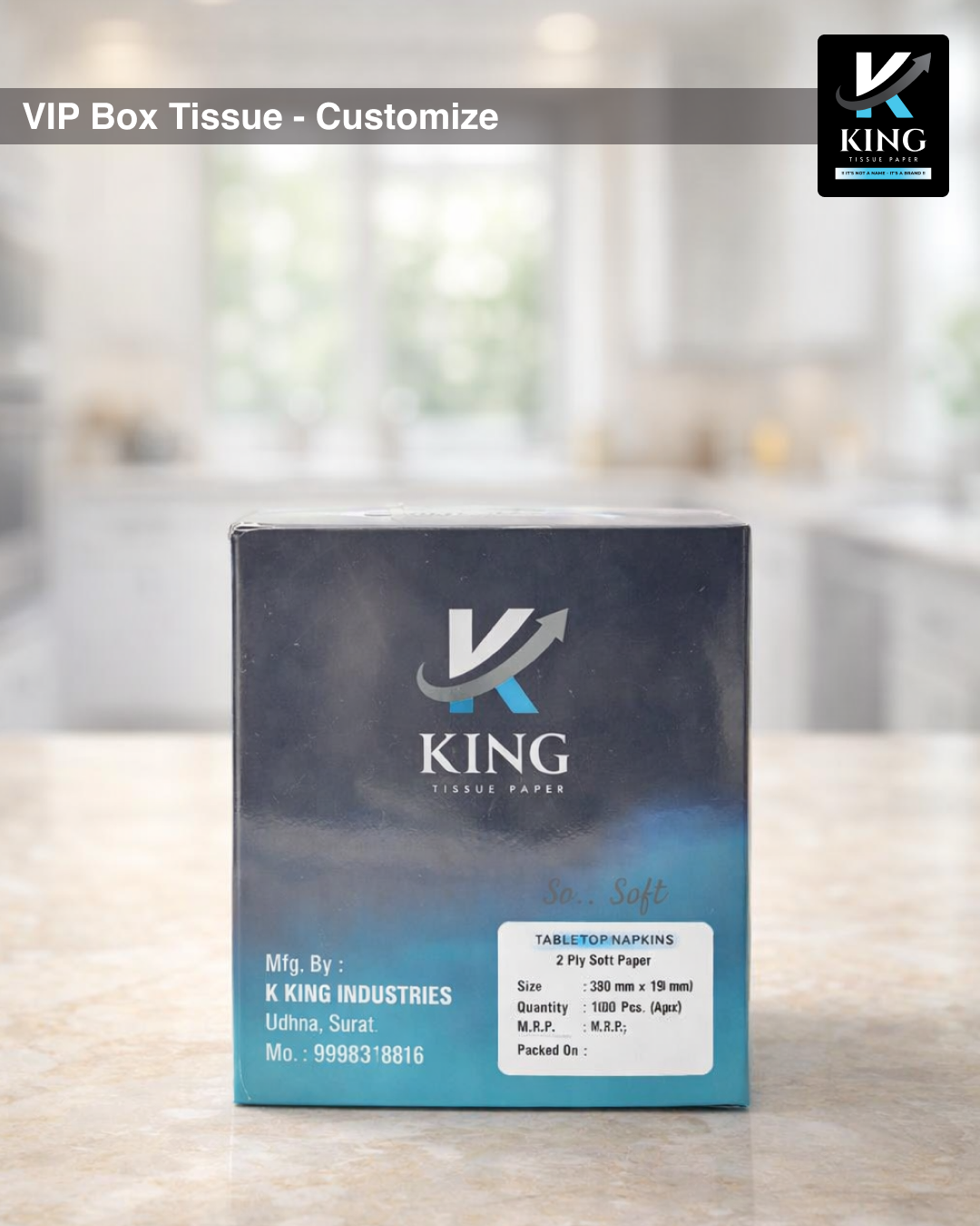 Custom Printed Tissue Box for Restaurants & Catering – Branded Facial Tissue Boxes for Hotels, Events & Corporate Branding 100 Sheets