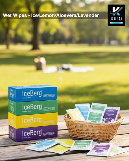 K.King Premium Wet Wipes – Refreshing Fragrance (Ice Fresh, Lemon, Aloe Vera, Lavender) | Soft & Skin-Friendly | Single Pack | Bulk Carton