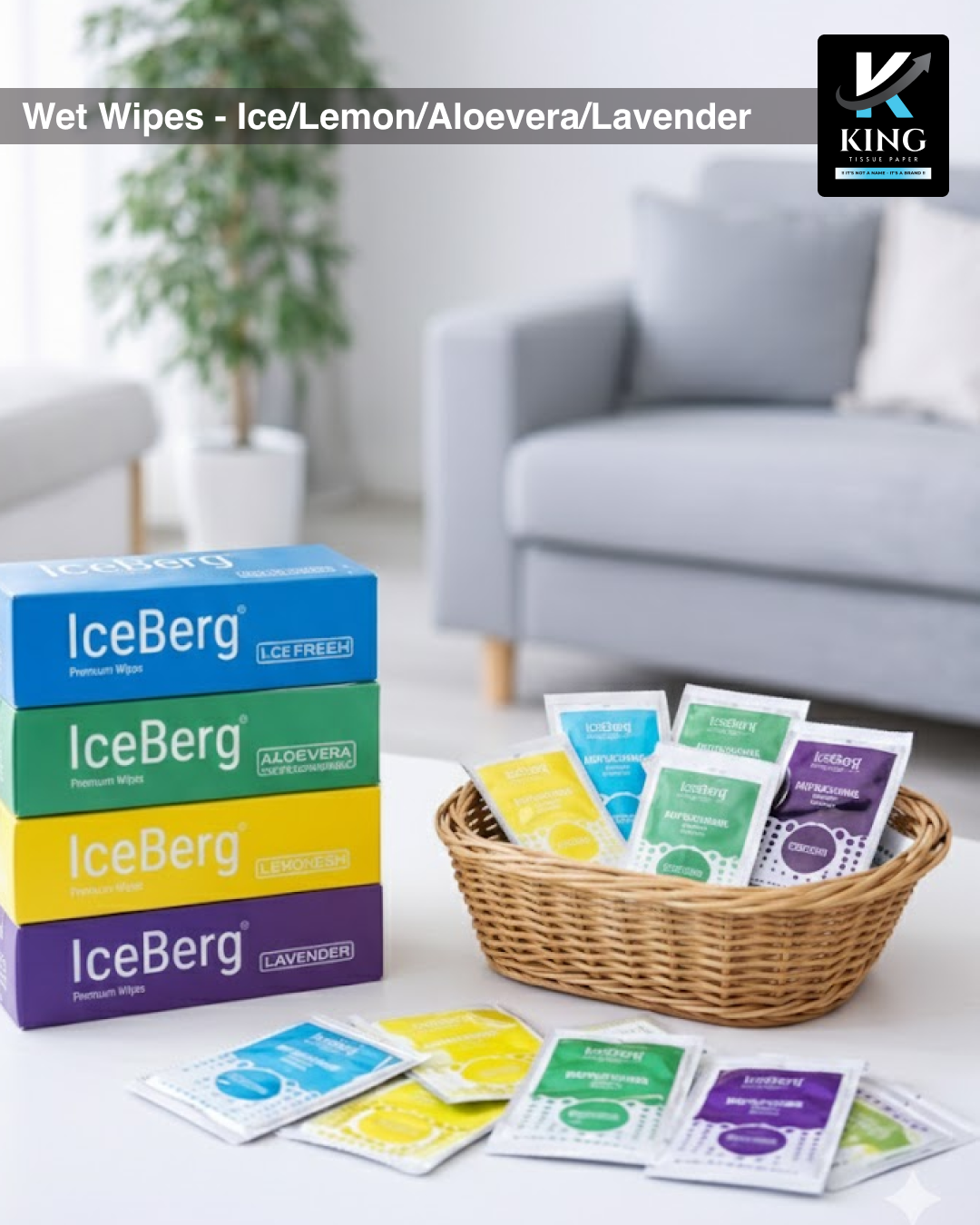 K.King Premium Wet Wipes – Refreshing Fragrance (Ice Fresh, Lemon, Aloe Vera, Lavender) | Soft & Skin-Friendly | Single Pack | Bulk Carton
